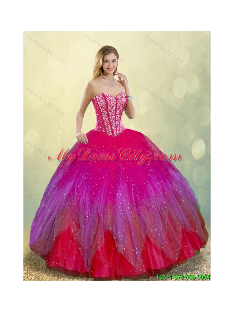 2016 Fashionable Beading Sweetheart Multi Color Quinceanera Dresses