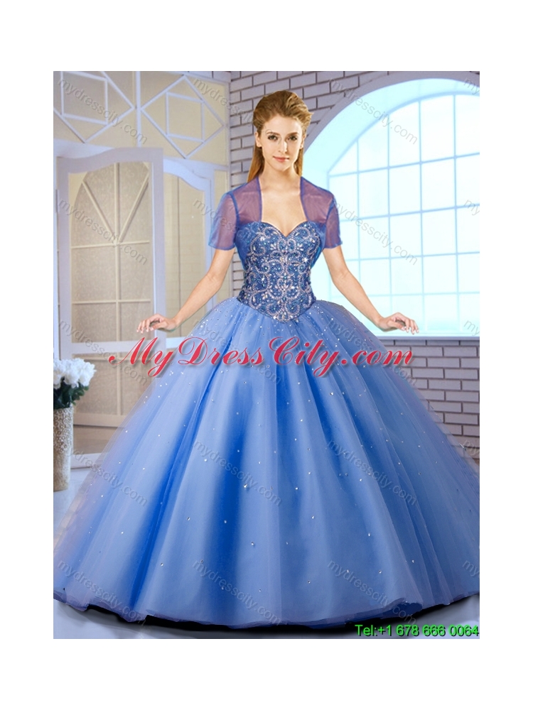 New Style Beading Sweetheart Quinceanera Dresses in Aqua Blue