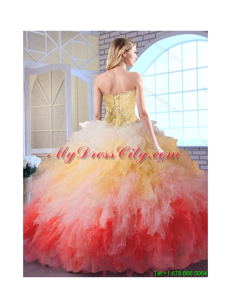 2016 Popular Multi Color Quinceanera Gowns with Appliques and Ruffles