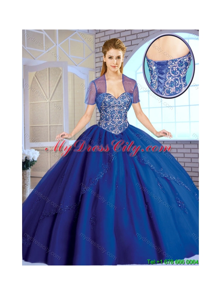 Classical Beading Sweetheart Quinceanera Gowns in Royal Blue