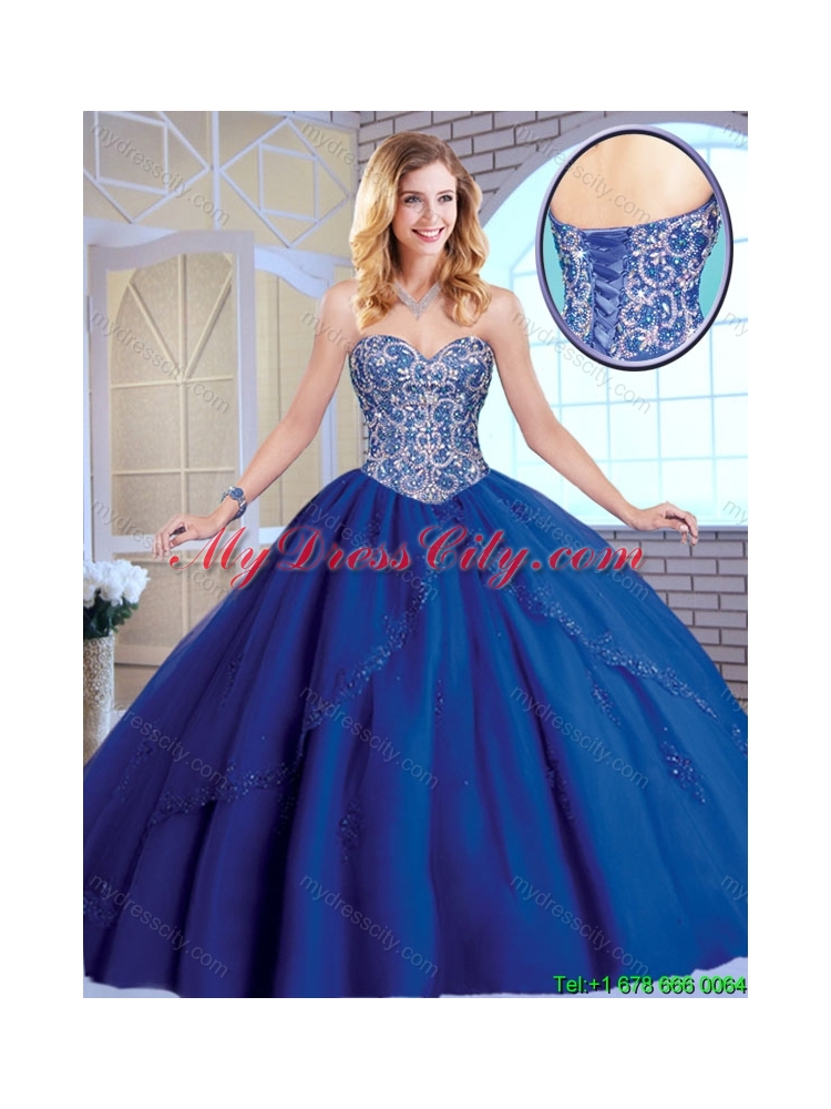 Classical Beading Sweetheart Quinceanera Gowns in Royal Blue