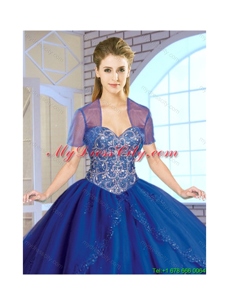Classical Beading Sweetheart Quinceanera Gowns in Royal Blue