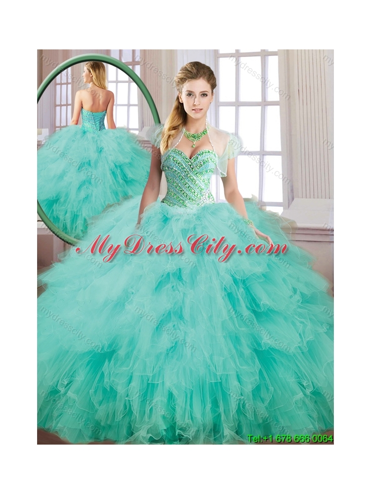 Fashionable Beading and Ruffles Quinceanera Dresses in Fuchsia
