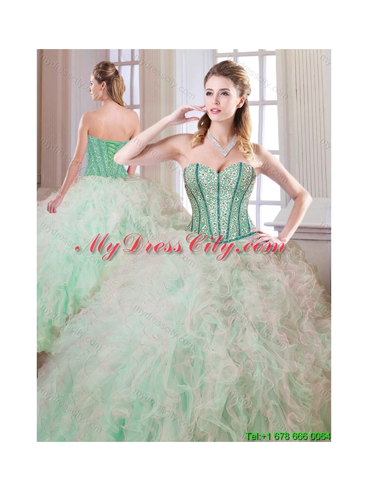 Gorgeous Beading and Ruffles Multi Color Quinceanera Dresses