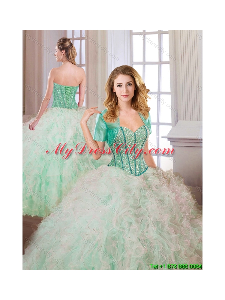 Gorgeous Beading and Ruffles Multi Color Quinceanera Dresses
