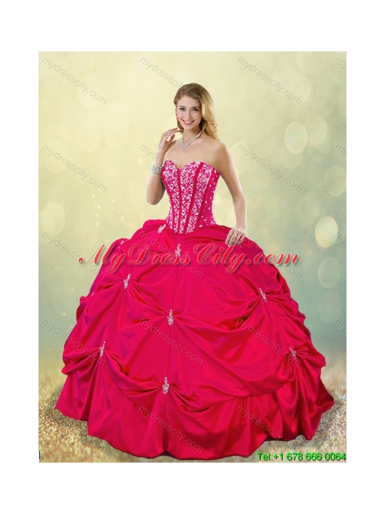 2016 Perfect Sweetheart Beading Quinceanera Gowns in Hot Pink