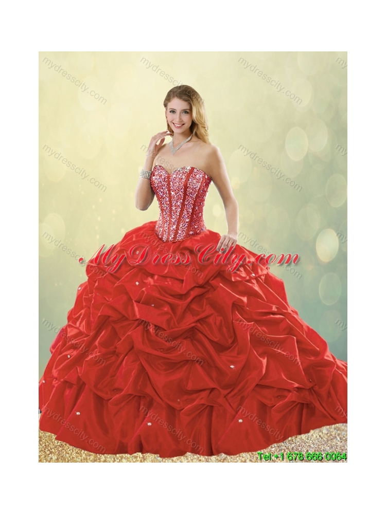 2016 Perfect Sweetheart Quinceanera Dresses with Beading and Pick Ups