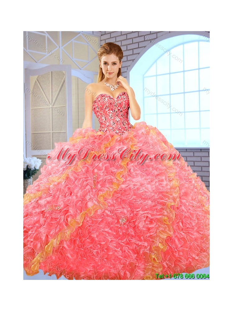 Fashionable Beading Multi Color Sweet 16 Dresses with Ball Gown