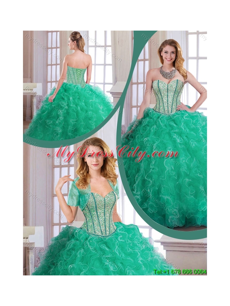 2016 bPerfect Turquoise Sweet 16 Dresses with Beading and Ruffles