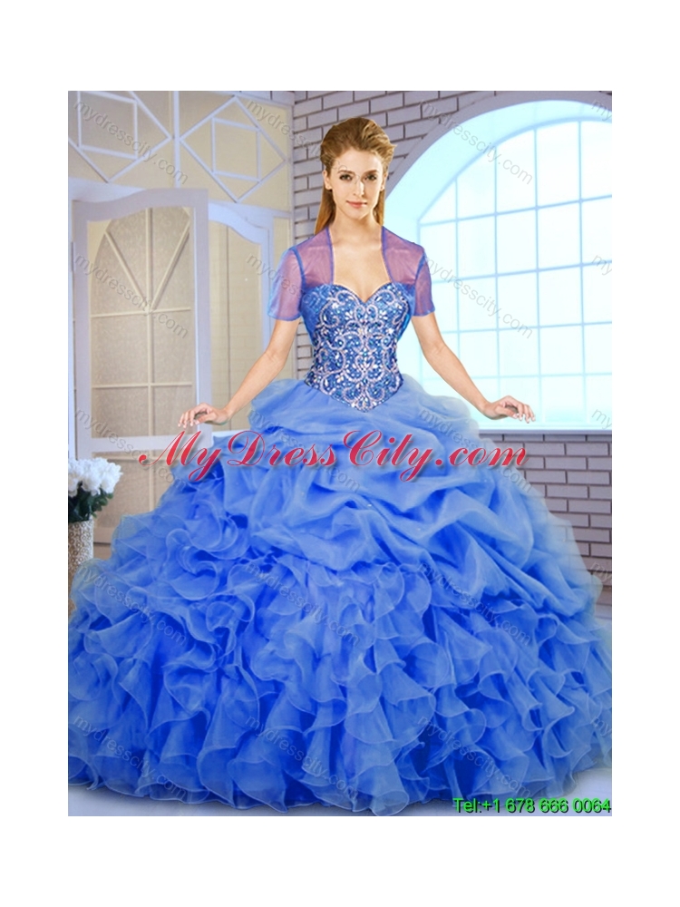Best Selling Beading and Ruffles Quinceanera Dresses in Blue