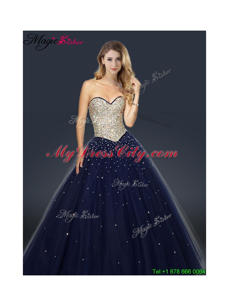 2016 Perfect A Line Sweetheart Prom Dresses with Beading and Paillette