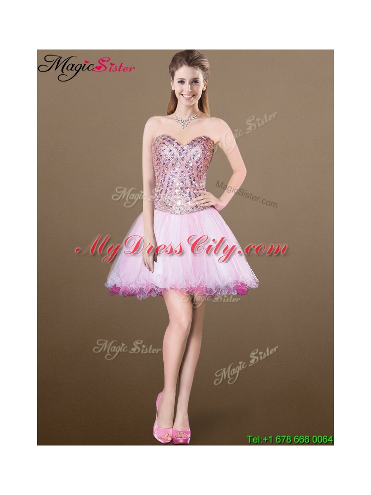 Lovely A Line Sweetheart Beading Detachable Prom Dresses for 2016