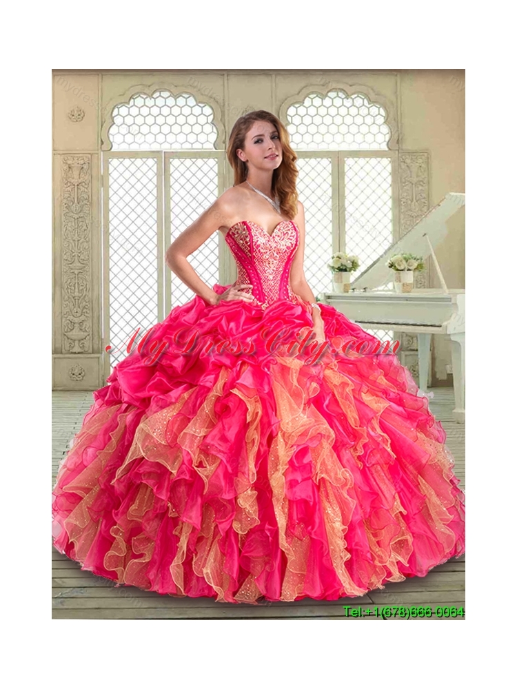 2016 Gorgeous Sweetheart Quinceanera Dresses with Ruffles and Pick Ups