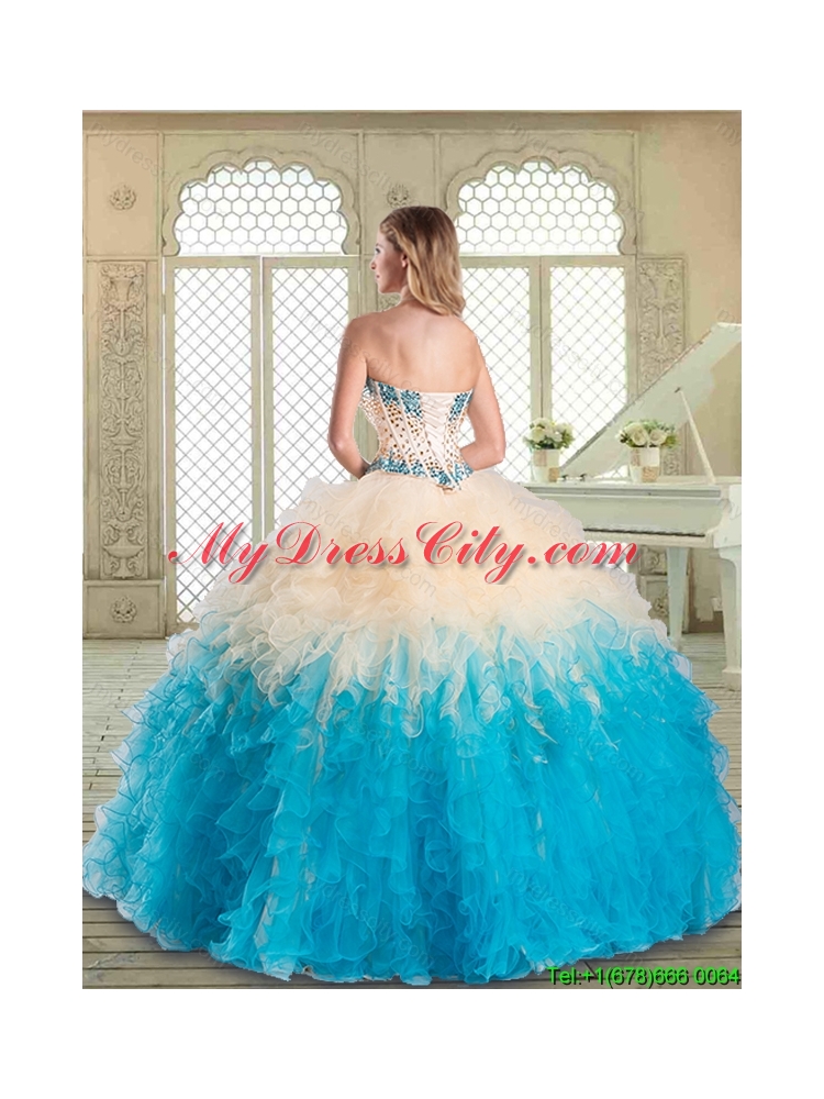 2016 Lovely Floor Length Quinceanera Dresses with Beading and Ruffles