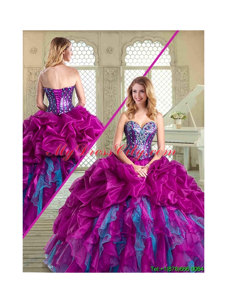 2016 Sweetheart Quinceanera Dresses with Pick Ups and Ruffles for Winter