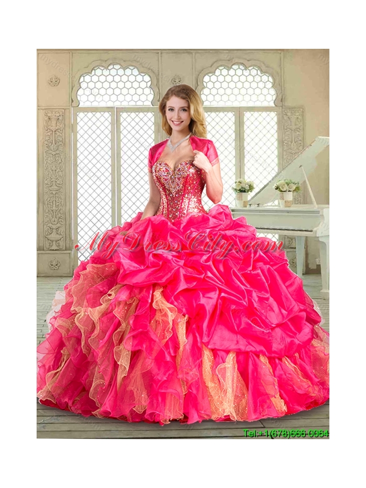 2016 Sweetheart Quinceanera Dresses with Pick Ups and Ruffles for Winter
