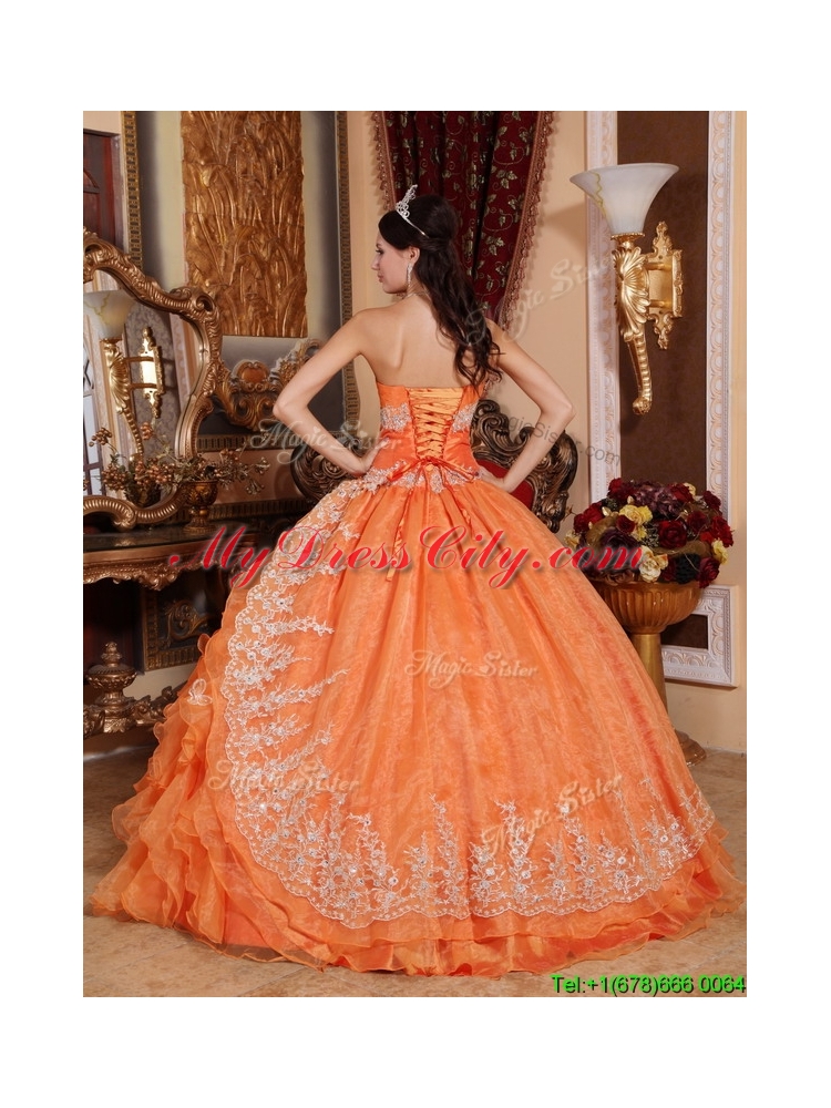 2016 Latest Beading and Appliques Quinceanera Gowns in Orange Red