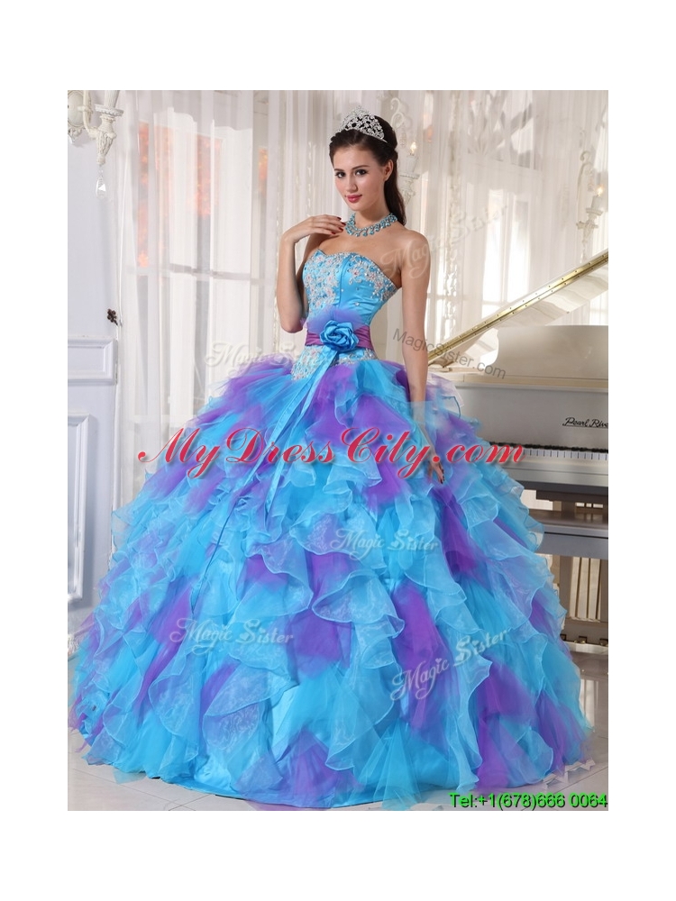 2016  Elegant  Ball Gown Floor Length Appliques Quinceanera Dresses