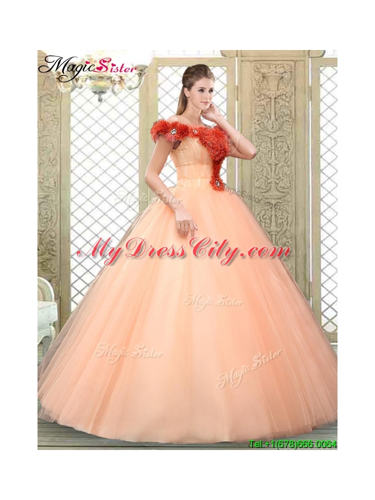 Cheap Off the Shoulder Quinceanera Dresses with Hand Made Flowers