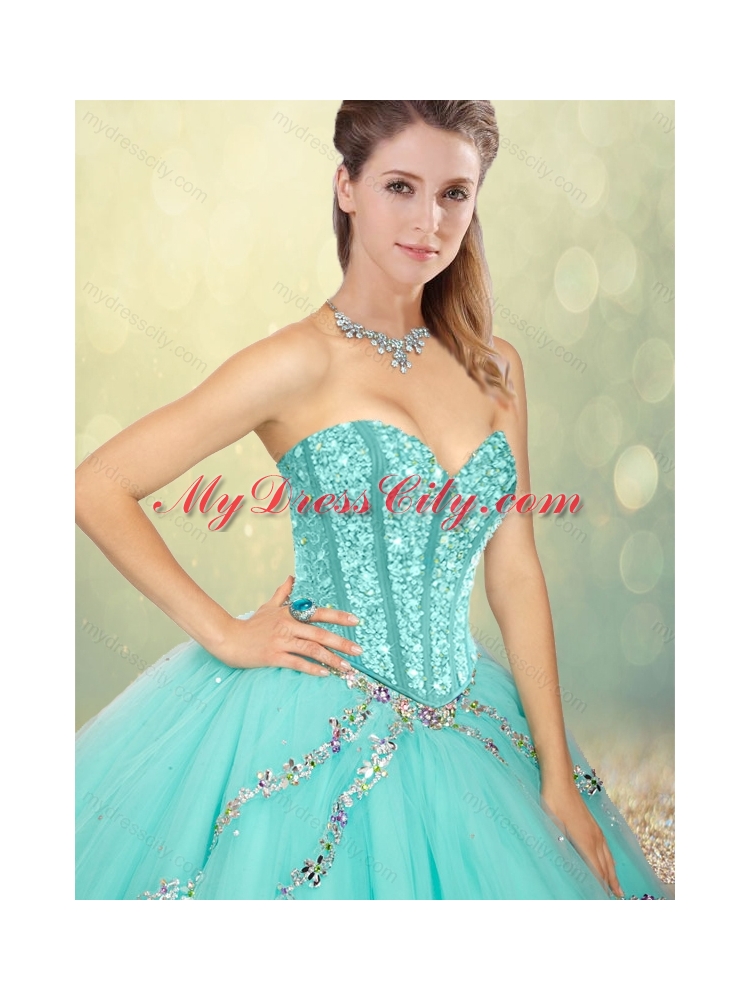 2016 Pretty Sweetheart Beading Quinceanera Dresses for Spring