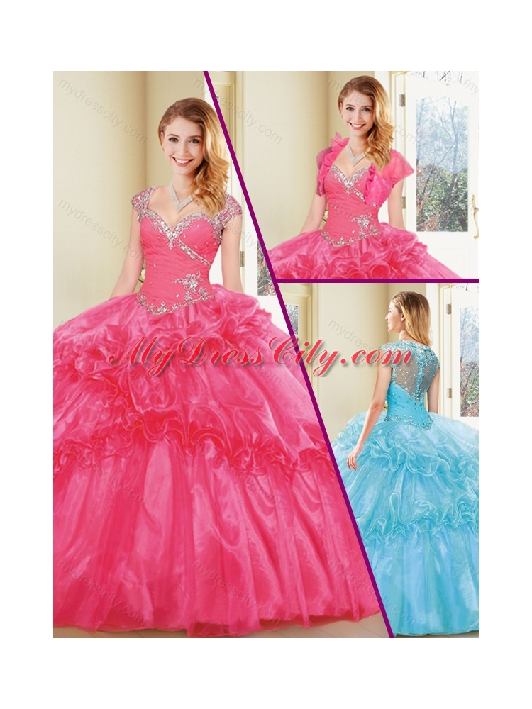 Cheap Straps Quinceanera Dresses with Beading and Ruffles