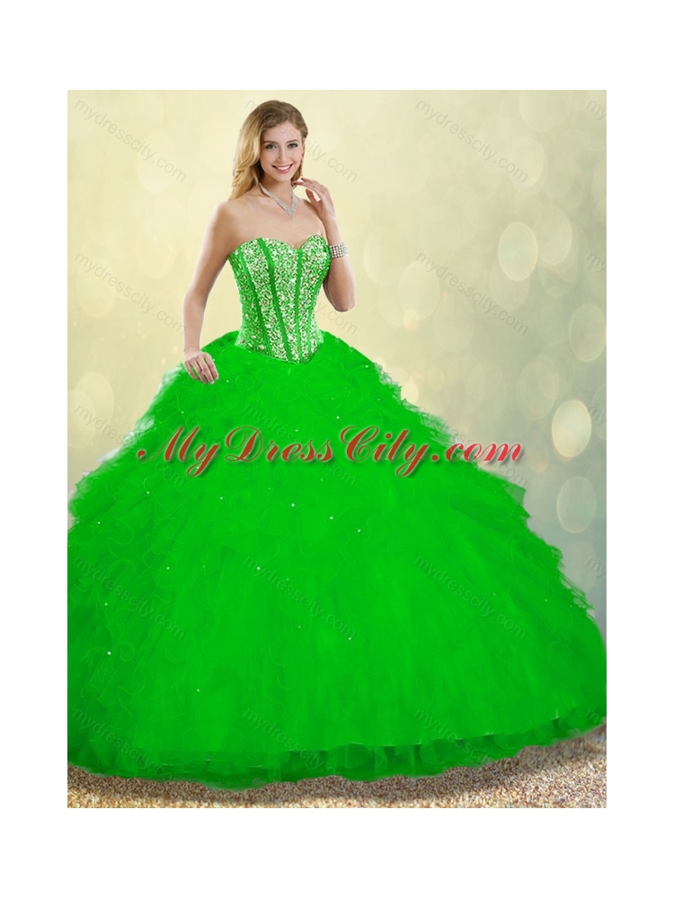2016 Pretty Ruffles and Beading Detachable Quinceanera Gowns