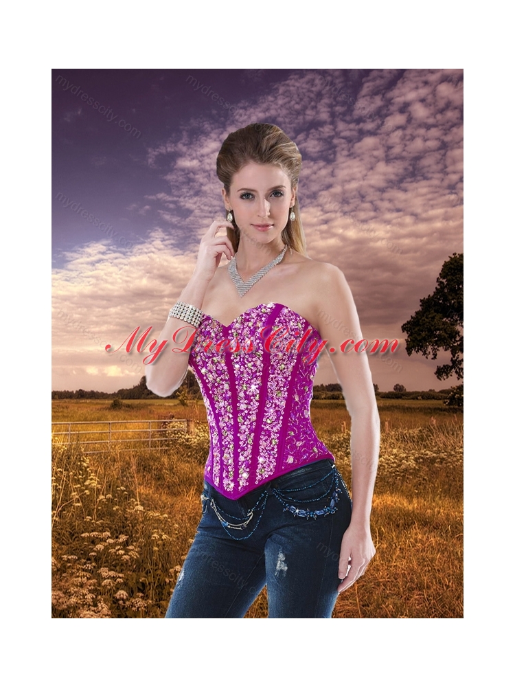 Pretty Beading and Ruffled Layers Fuchsia Detachable Sweet 16 Gowns