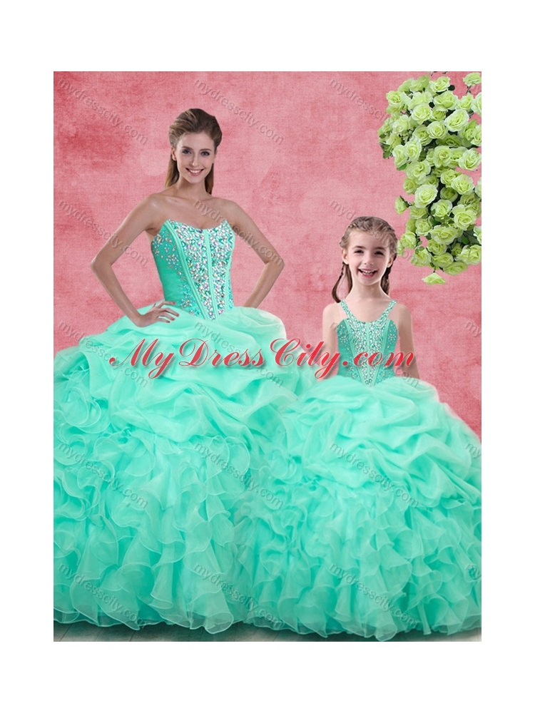 Pretty Ball Gown Sweetheart Beading Princesita with Quinceanera Dress in Apple Green for Spring