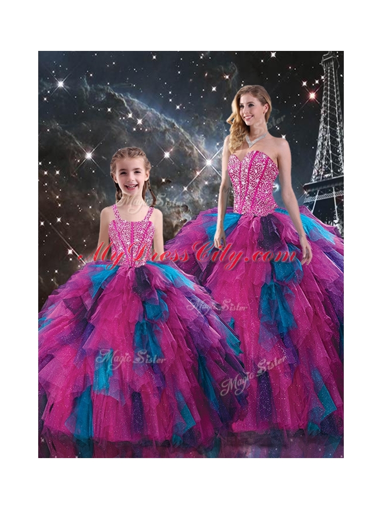 New Style Sweetheart Beading Princesita with Quinceanera Dress in Multi Color