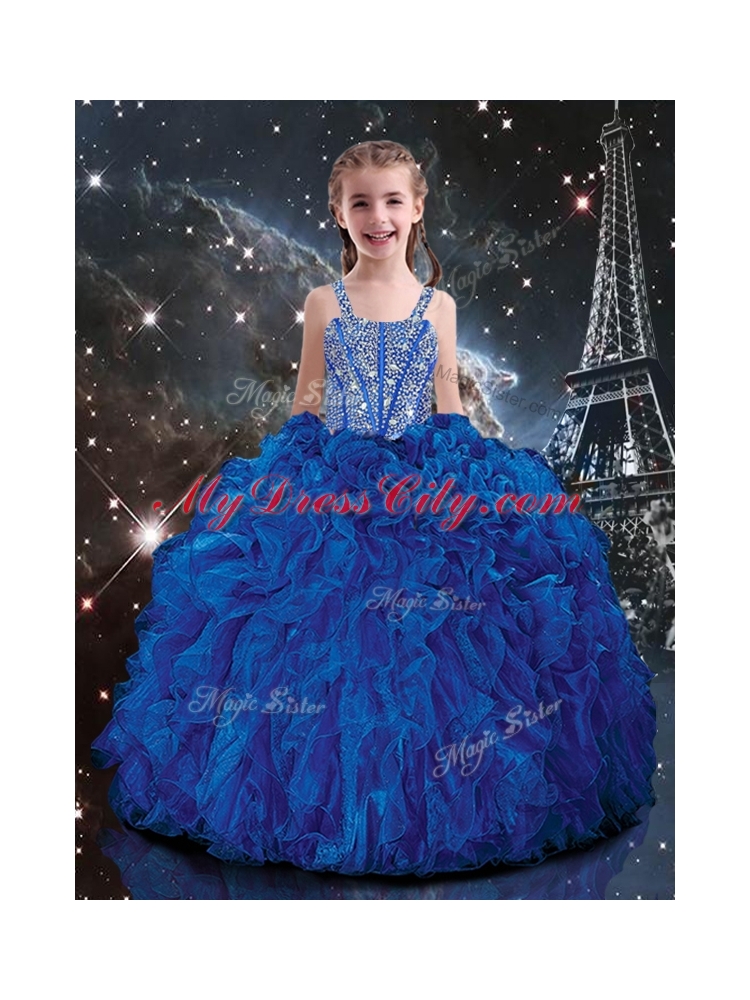 Wonderful Ball Princesita with Quinceanera Dresswith Beading and Ruffles in Blue for Fall