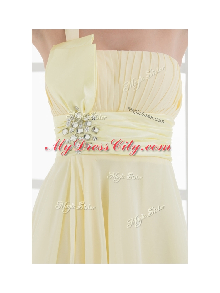 Beautiful  Short One Shoulder Beading and Belt Prom Dresses for Summer