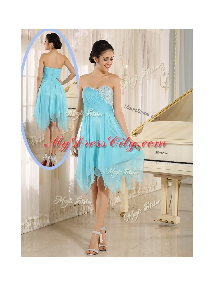 Cheap Asymmetrical Sweetheart Beading Short Prom Dresses