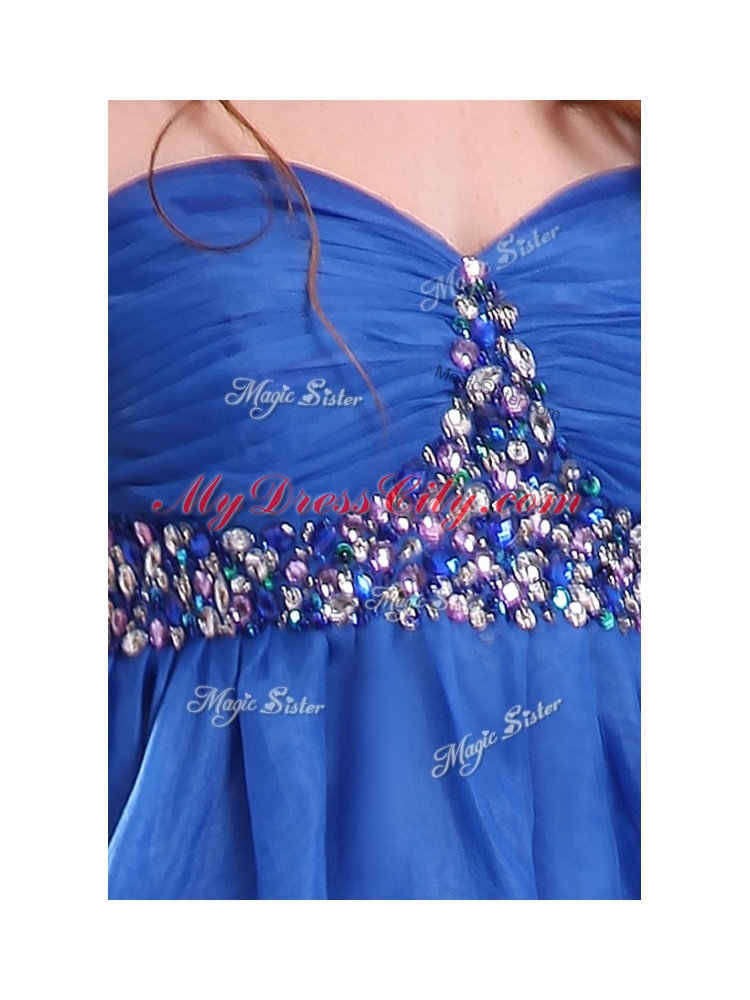Cheap  Short Sweetheart Beading Prom Dress in Blue