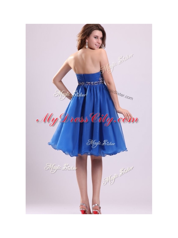 Cheap  Short Sweetheart Beading Prom Dress in Blue