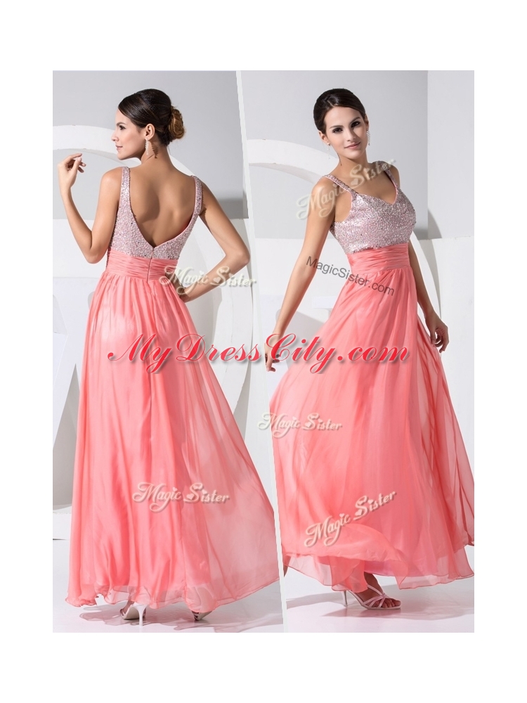 Cheap Arrivals Empire Straps Sequins Prom Dresses in Watermelon
