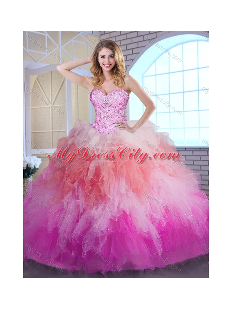 Classical Ball Gown Multi Color Quinceanera Dresses with Beading and Ruffles