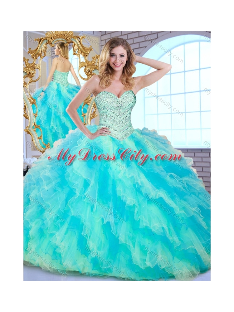 Pretty Ball Gown Multi Color Quinceanera Dresses with Beading and Ruffle