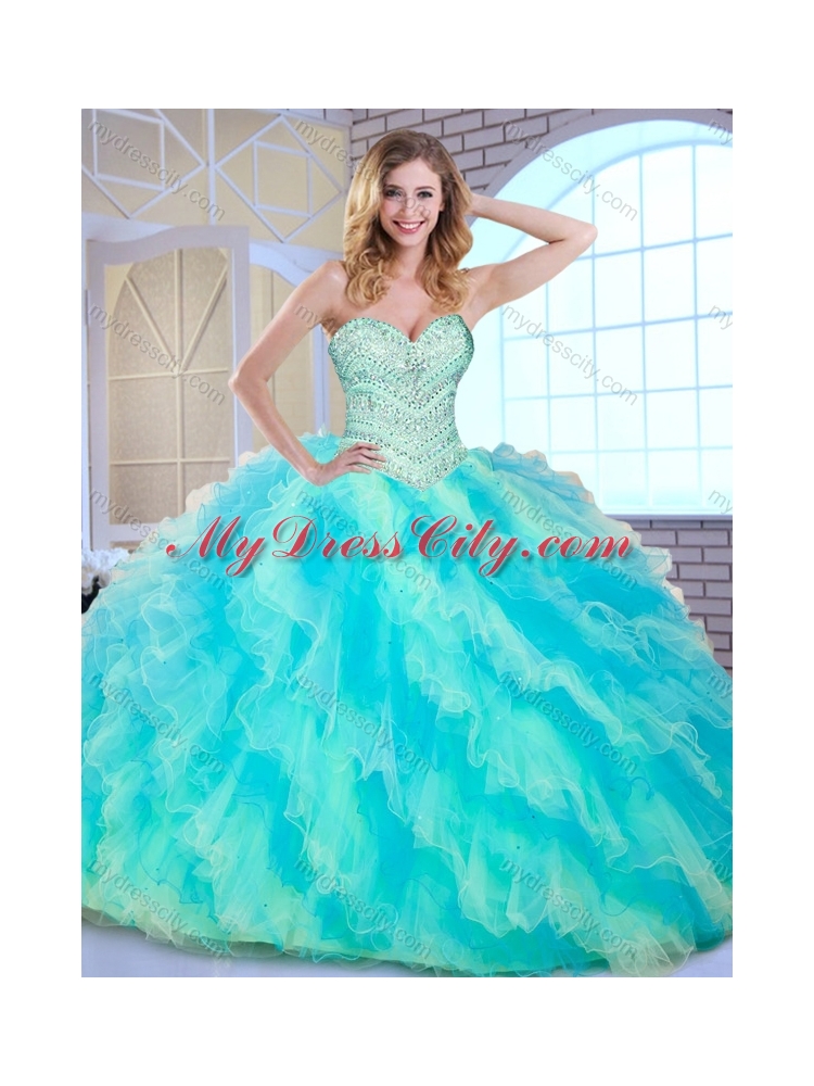 Pretty Ball Gown Multi Color Quinceanera Dresses with Beading and Ruffle