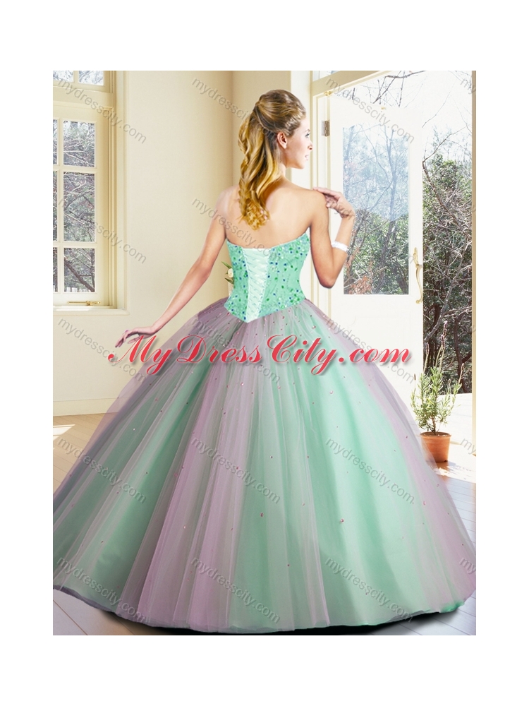 Cheap Ball Gown Beading Quinceanera Dresses in Apple Green