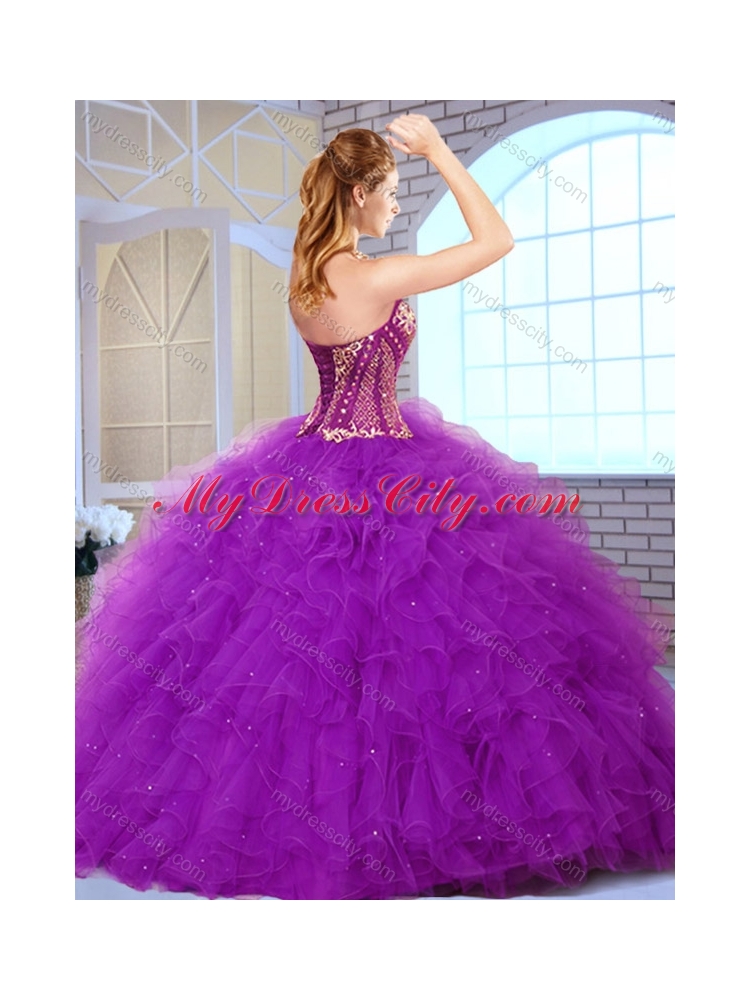 Inexpensive Sweetheart Ruffles and Appliques Quinceanera Dresses