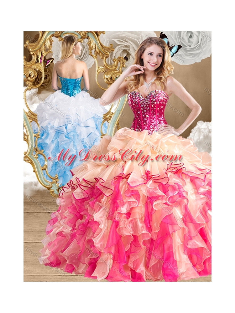 New Style Multi Color Quinceanera Dresses with Beading and Ruffles