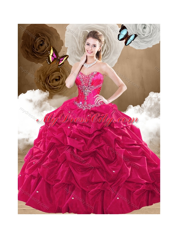 Discount Brush Train Hot Pink Sweet 16 Dresses with Pick Ups