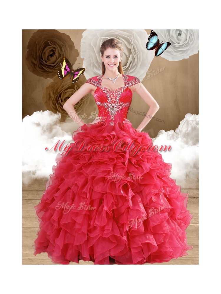 New Style Ball Gown Fuchsia Sweet 16 Dresses with Ruffles