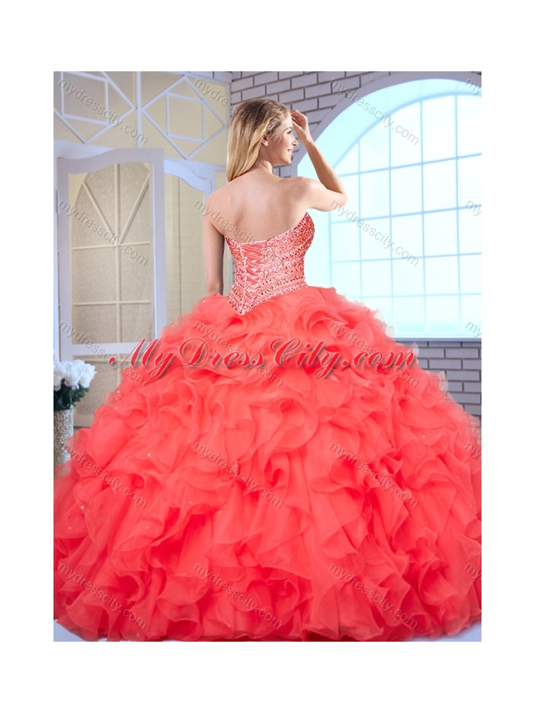Pretty Ball Gown Teal Quinceanera Gowns with Beading and Ruffles