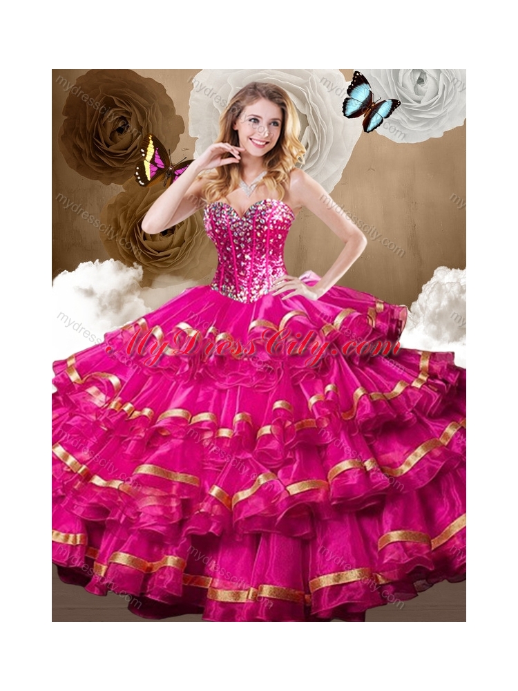 Fashionable Ball Gown Quinceanera Dresses with Beading and Ruffled Layers