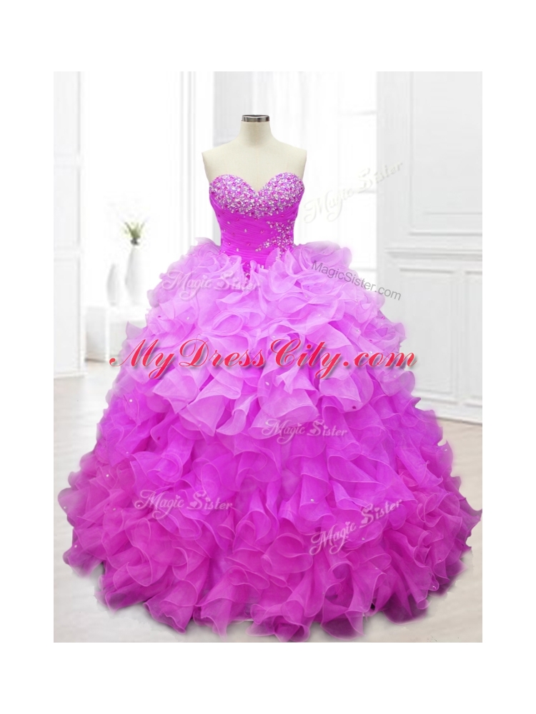 In Stock Sweetheart Quinceanera Gowns with Beading and Ruffles