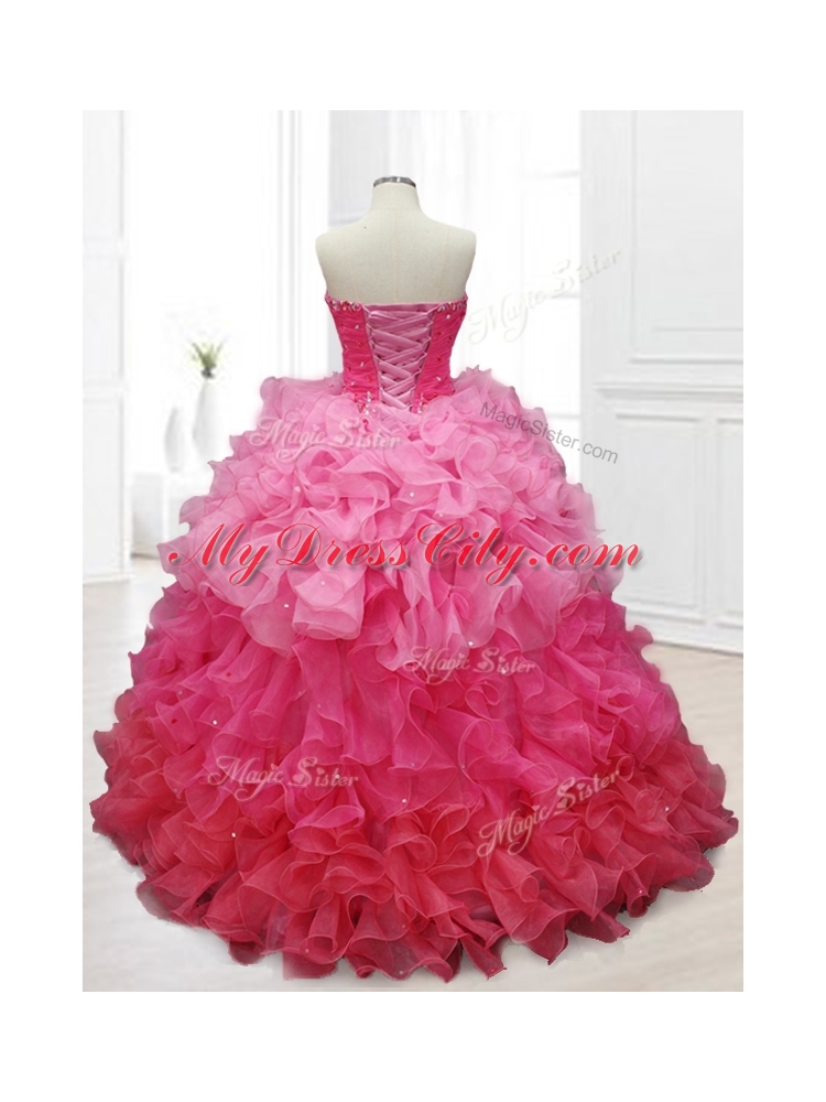 In Stock Sweetheart Quinceanera Gowns with Beading and Ruffles