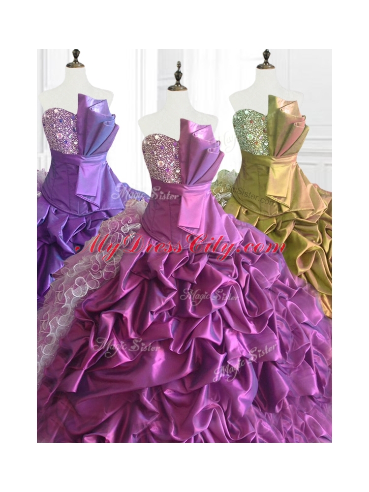 In Stock Strapless Pick Ups Quinceanera Dresses with Sequins and Ruffles