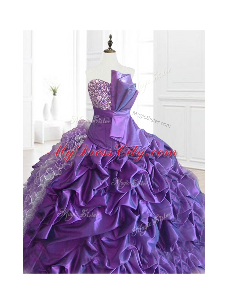 In Stock Strapless Pick Ups Quinceanera Dresses with Sequins and Ruffles