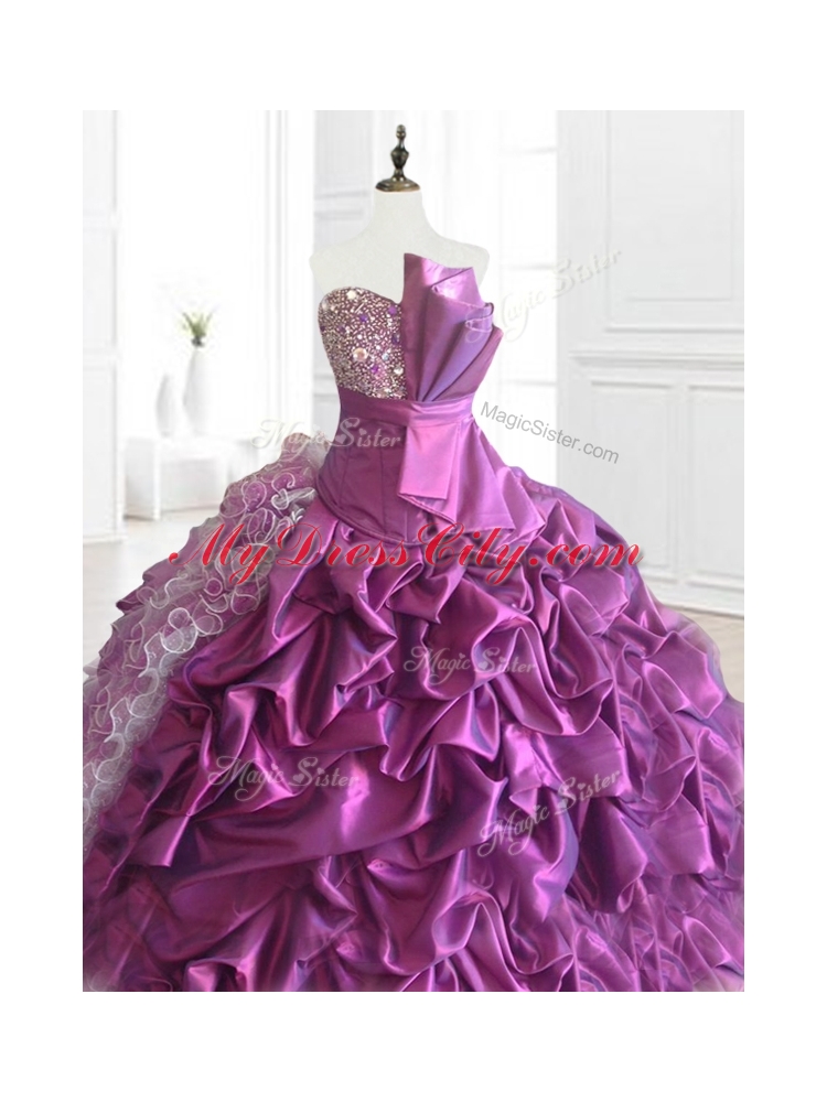 In Stock Strapless Pick Ups Quinceanera Dresses with Sequins and Ruffles